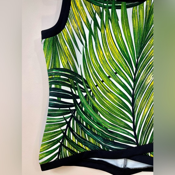 Worthington Black and Green Palm Tree Leaves Tropical Tank Top Blouse Size M - Picture 5 of 7